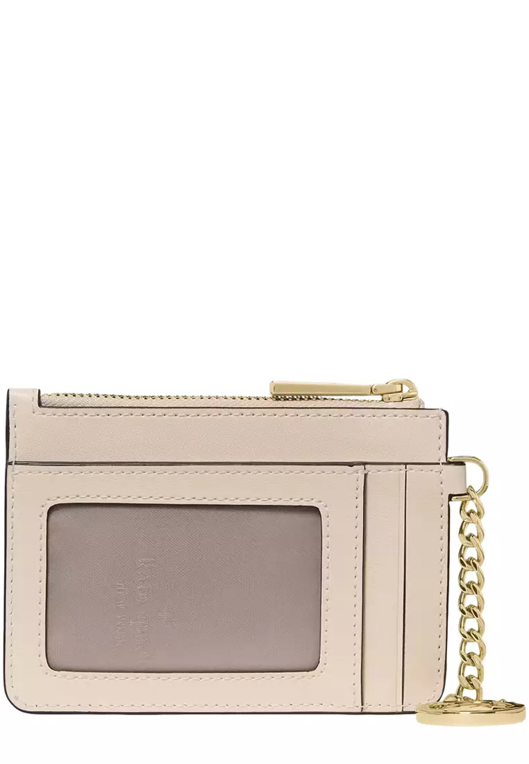 Spade Flower Key Ring Card Holder - Dark Beige Moon Dust KN773
