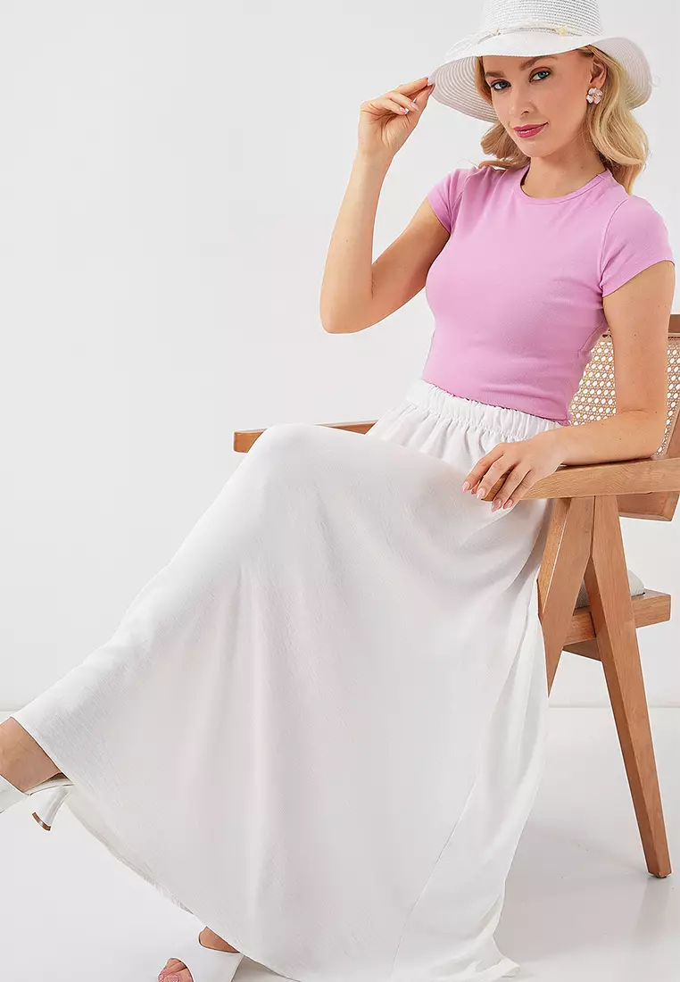 Women's Long Ayrobin Skirt 8050 - White