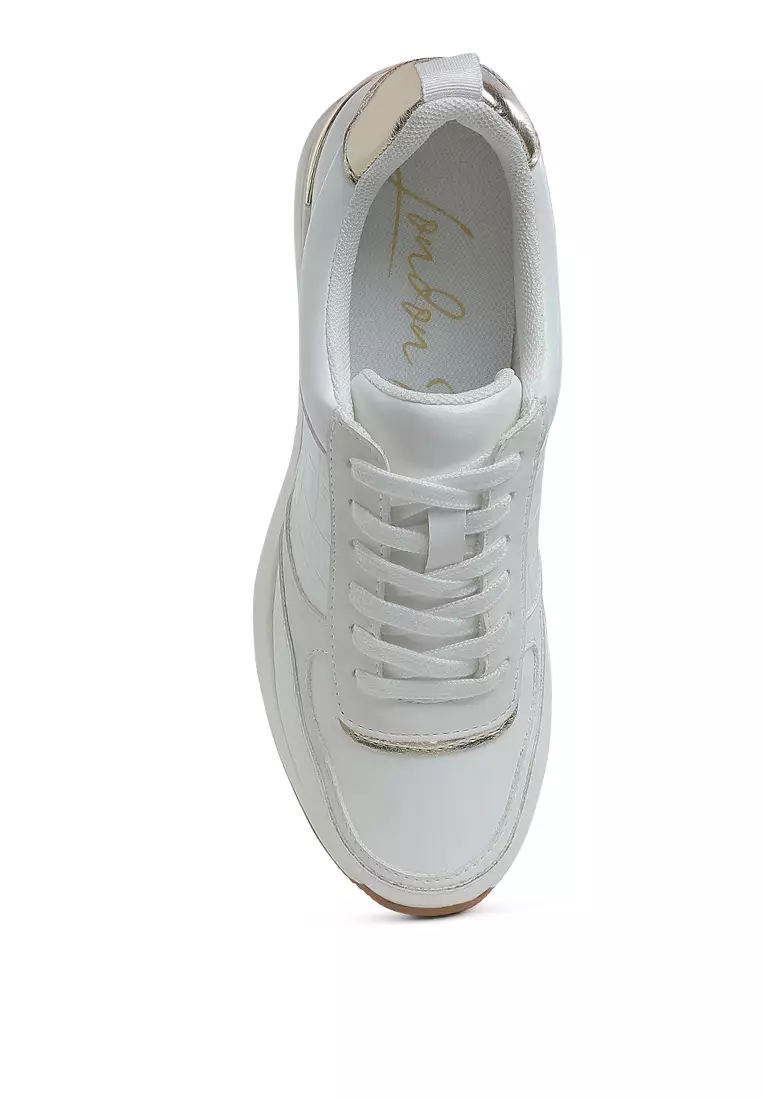 Sepatu Kets Chunky Bertumit Wedges Warna Putih