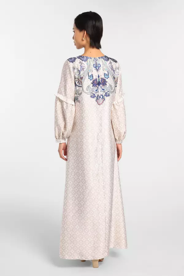 MINIMAL - Gadiel - Gamis Motif Border Ornament - Off White - Rezky Aditya & Citra Kirana for Manzone & Minimal Warna Offwhite