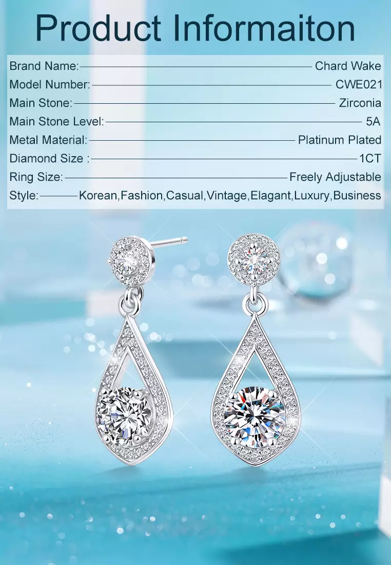 Anting wanita elegan high quality cantik elegan anti 1 Carat Sertifikat Anti karat GRA Kotak Indah COD