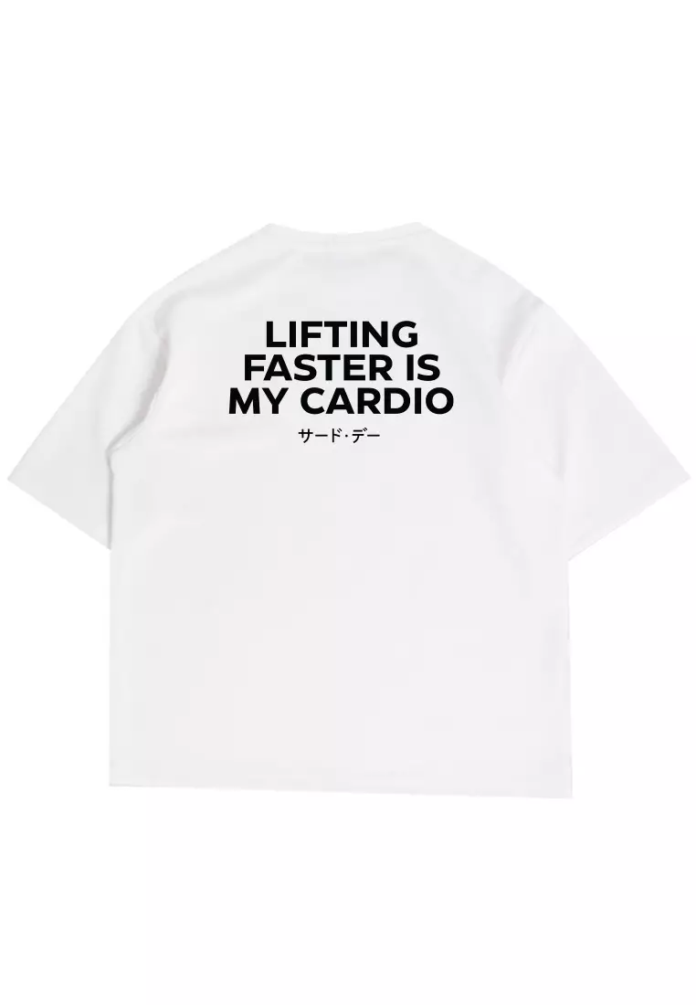 MTS77 Kaos Oversize Gym Scuba Tebal Scubalux "lifting faster is cardio" putih