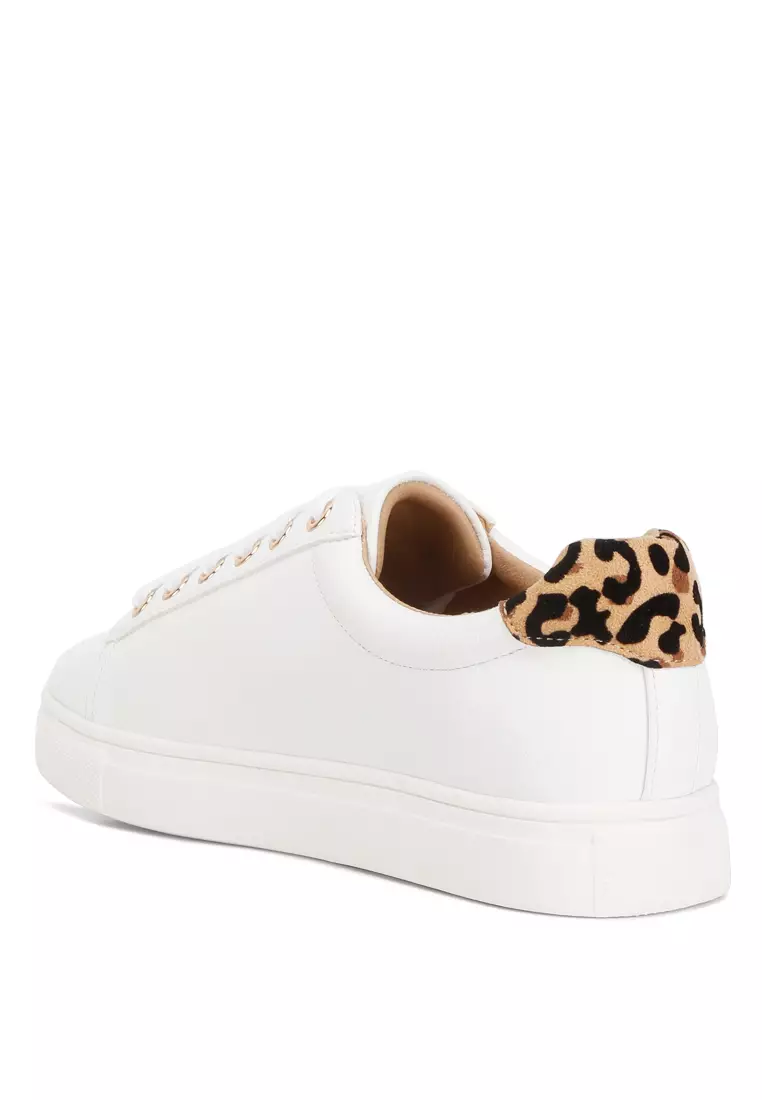 White trainers with on sale leopard print back