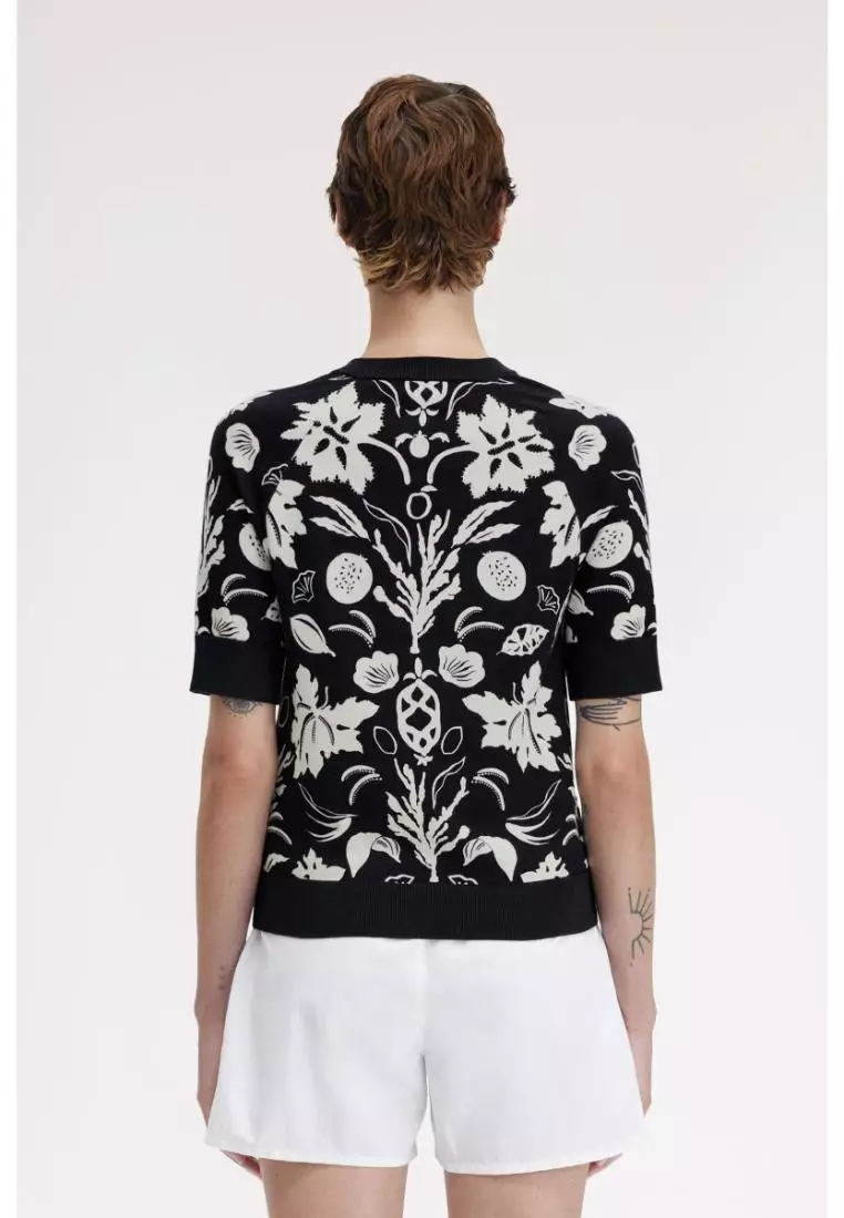 Fred Perry SK9115 Printed Knitted Top (Black)