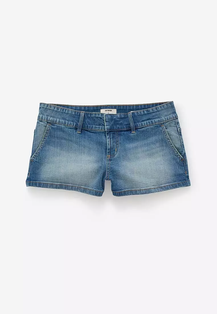 微纖維低腰修身短褲