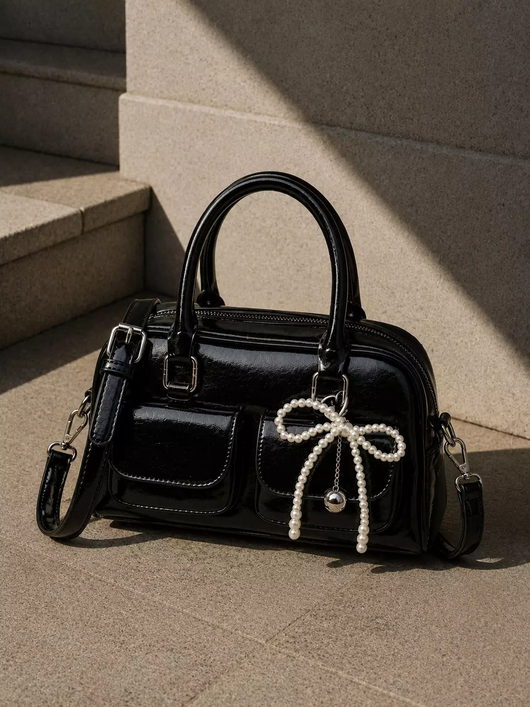 Vedlyn Bellina Tas Selempang Wanita Stylish Elegan Pearl - Black
