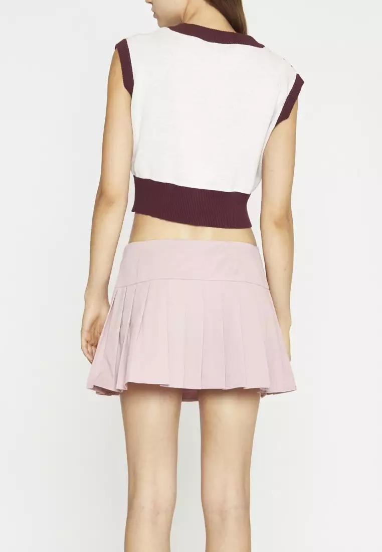 Rose Pink Pleated Mini-Skirt