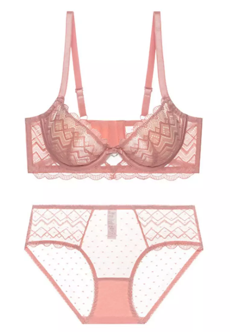 Pink Transparent Bra Panty  Pink Underwear Transparent Set - Sexy