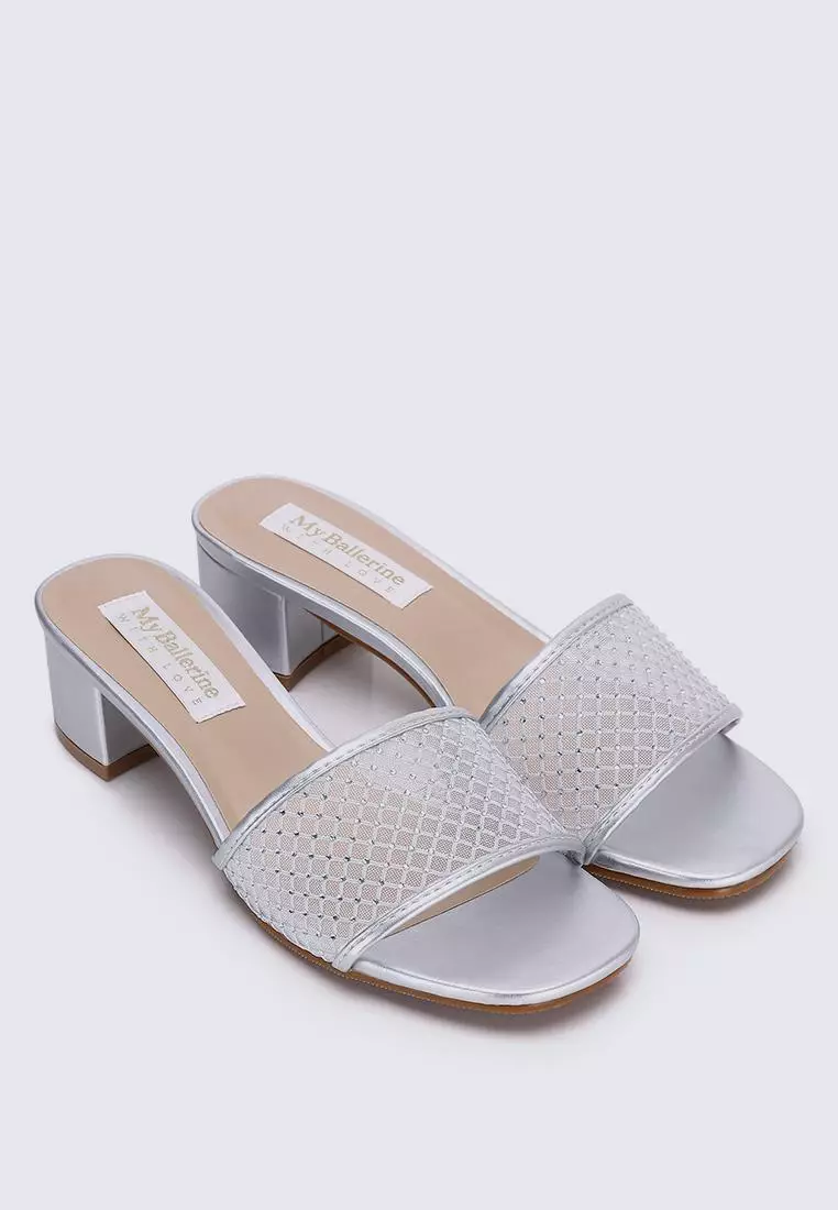 My Ballerine Ayla Comfy Heels In Silver
