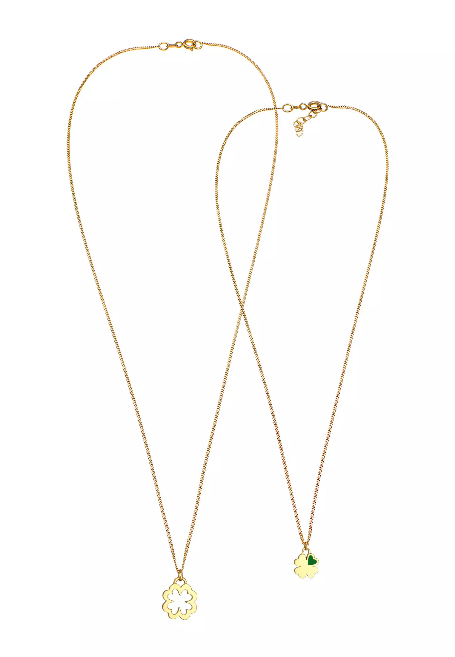 Necklace Mother Child Set Shamrock Pendant Gold Plated