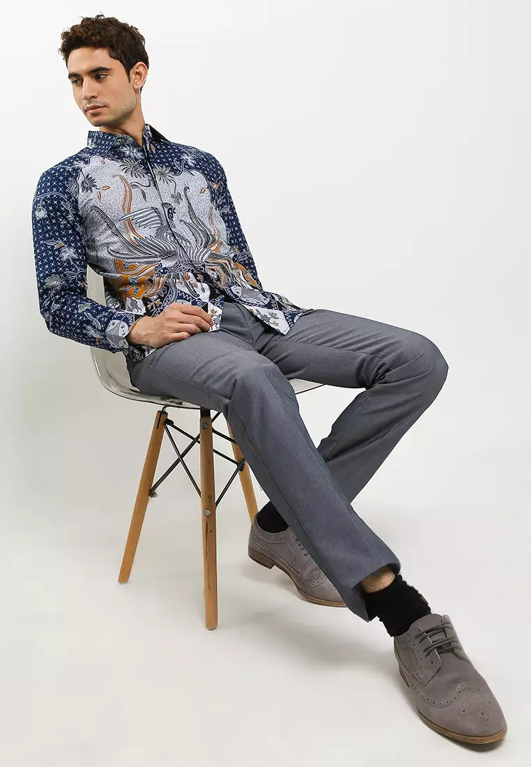 Laksha Kemeja Batik Exclusive Premium Pria Casual Modern Lengan Panjang