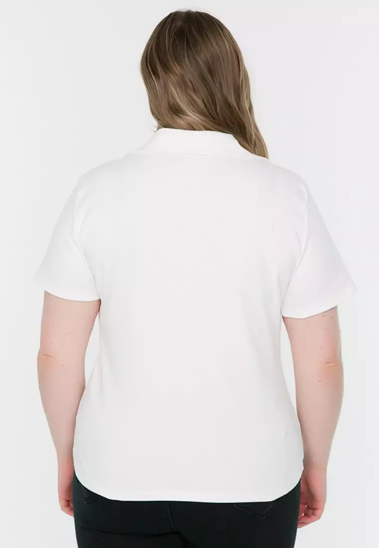 Plus Size Knitted Polo Shirt