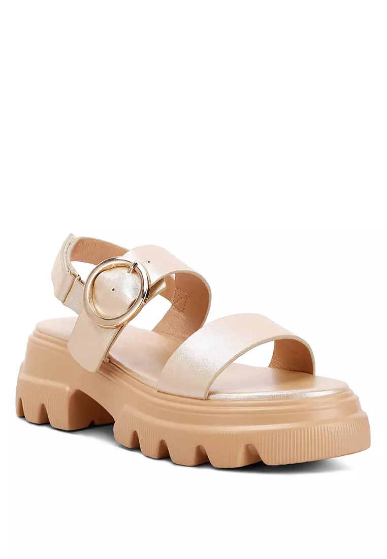 Gold Metallic Chunky Sandals