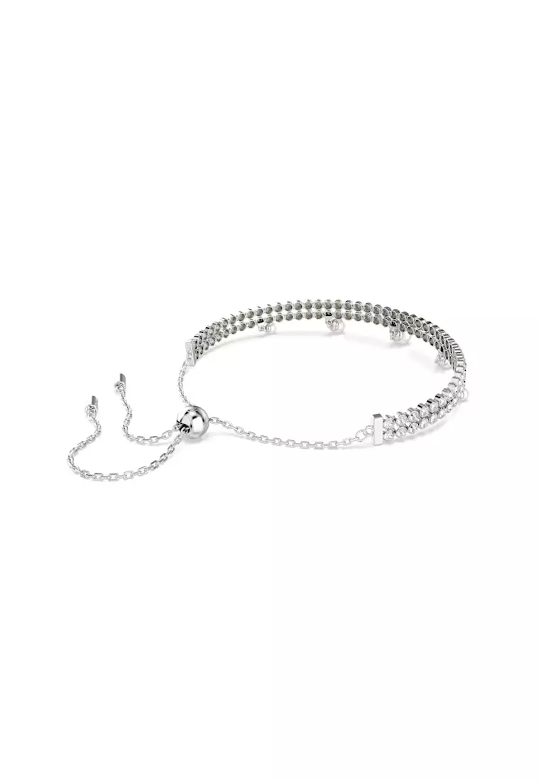 Ariana Grande x Swarovski bracelet, Crystal pearl, Round cut, White, Rhodium plated