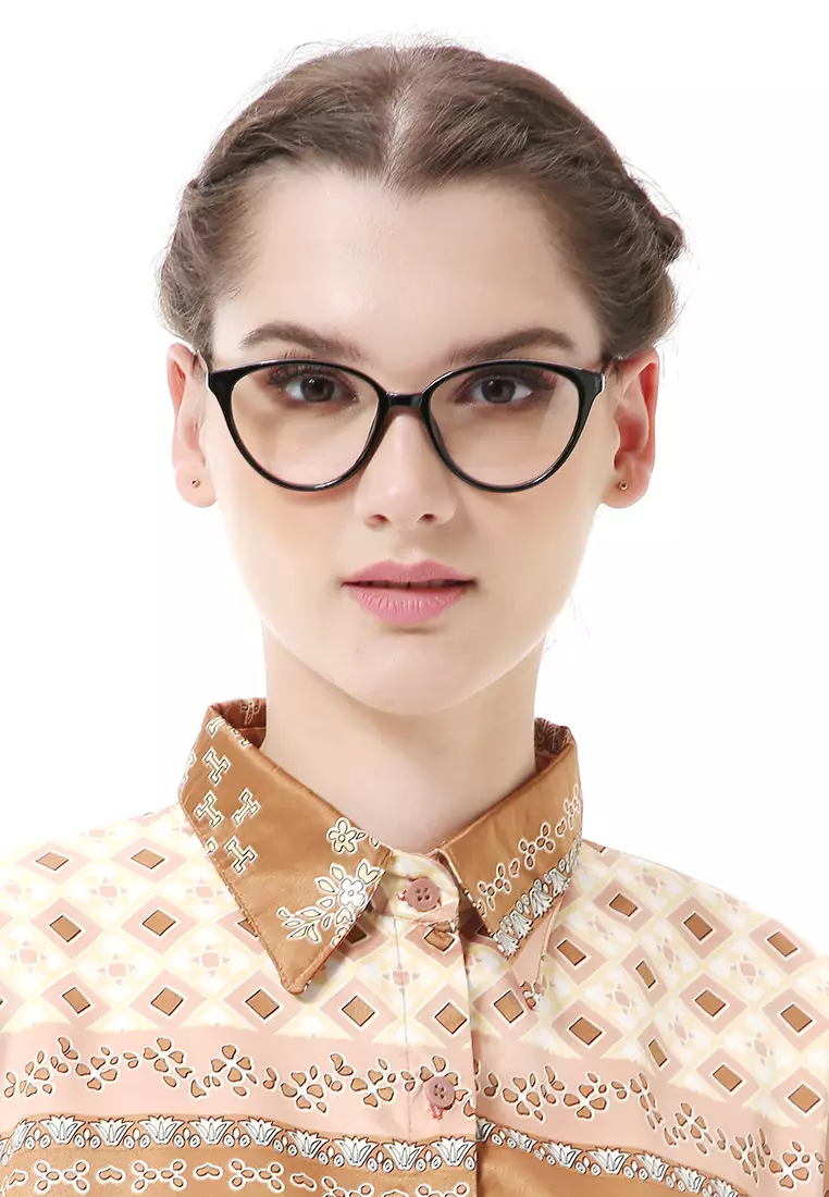 Kiano Kacamata Wanita Cat Eye Design Glasess Frame Material Plastic ORIGINAL - Black