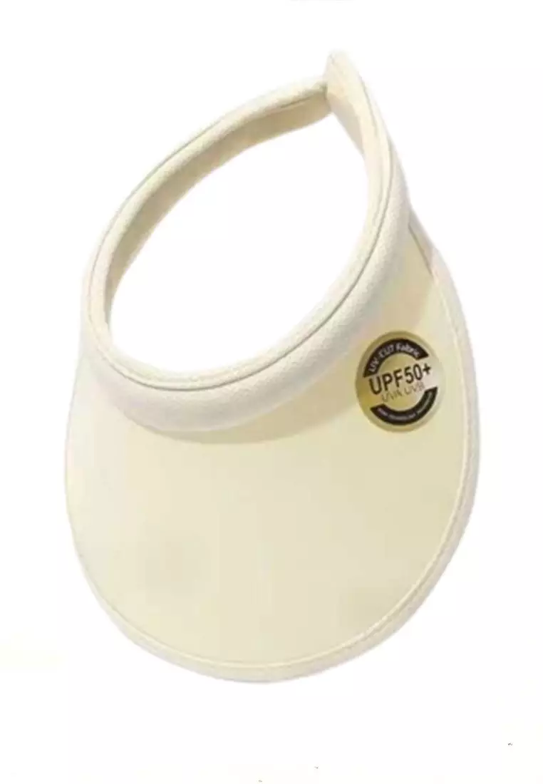 Kai Topi Pantai Unisex Anti UV Golf Hat Sun Visor Breathable S 48-58 cm Material PVC Cotton ORIGINAL - White