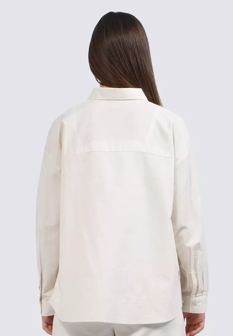 Embroidered Long Sleeve Blouse KHAKI