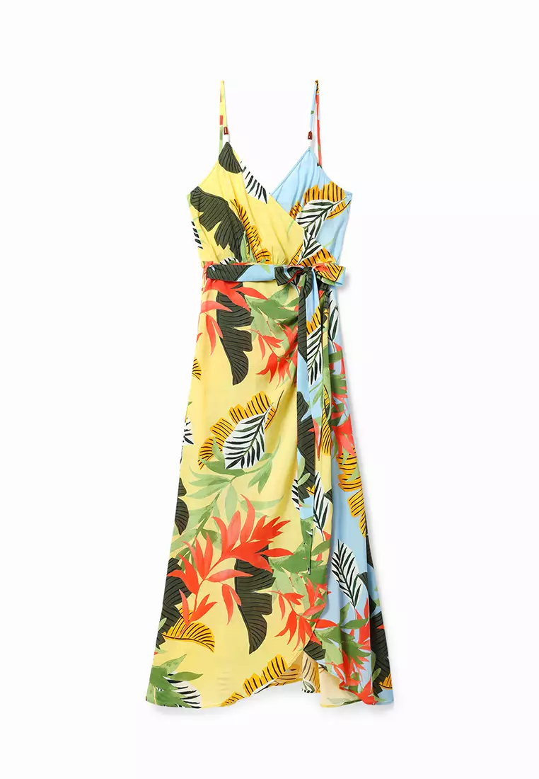 Desigual Woman Tropical wrap midi dress.