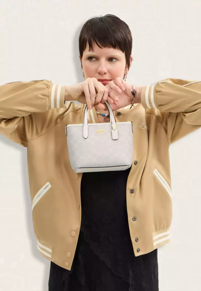 Coach City Mini Tote Bag In Signature Canvas White Chalk