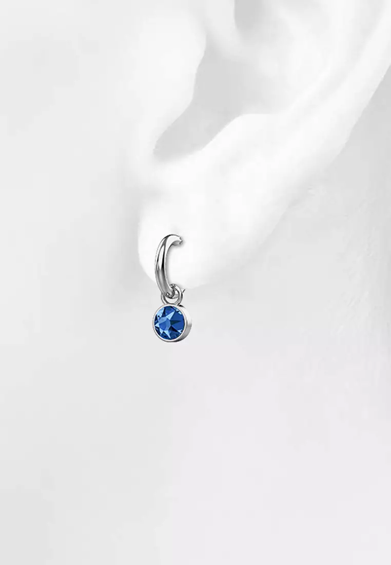 Colette Earrings Embellished with SWAROVSKI® crystals - White Gold/Royal Blue