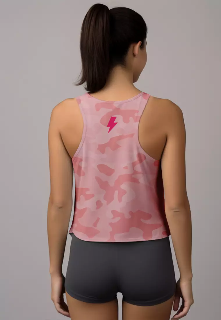 LSD90 Crop Tank Top Gym Olahraga Lari peach pink camo Td Bolt