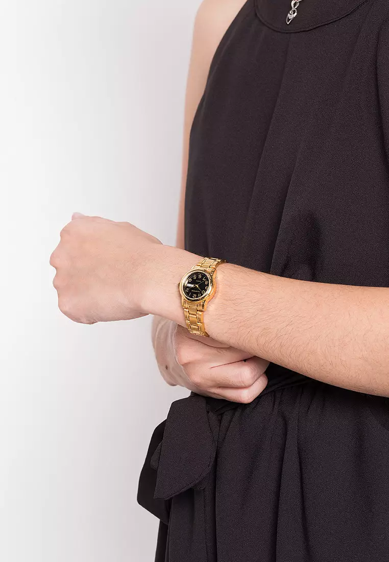 Analog Watch 20122260-Gld - Black Dial