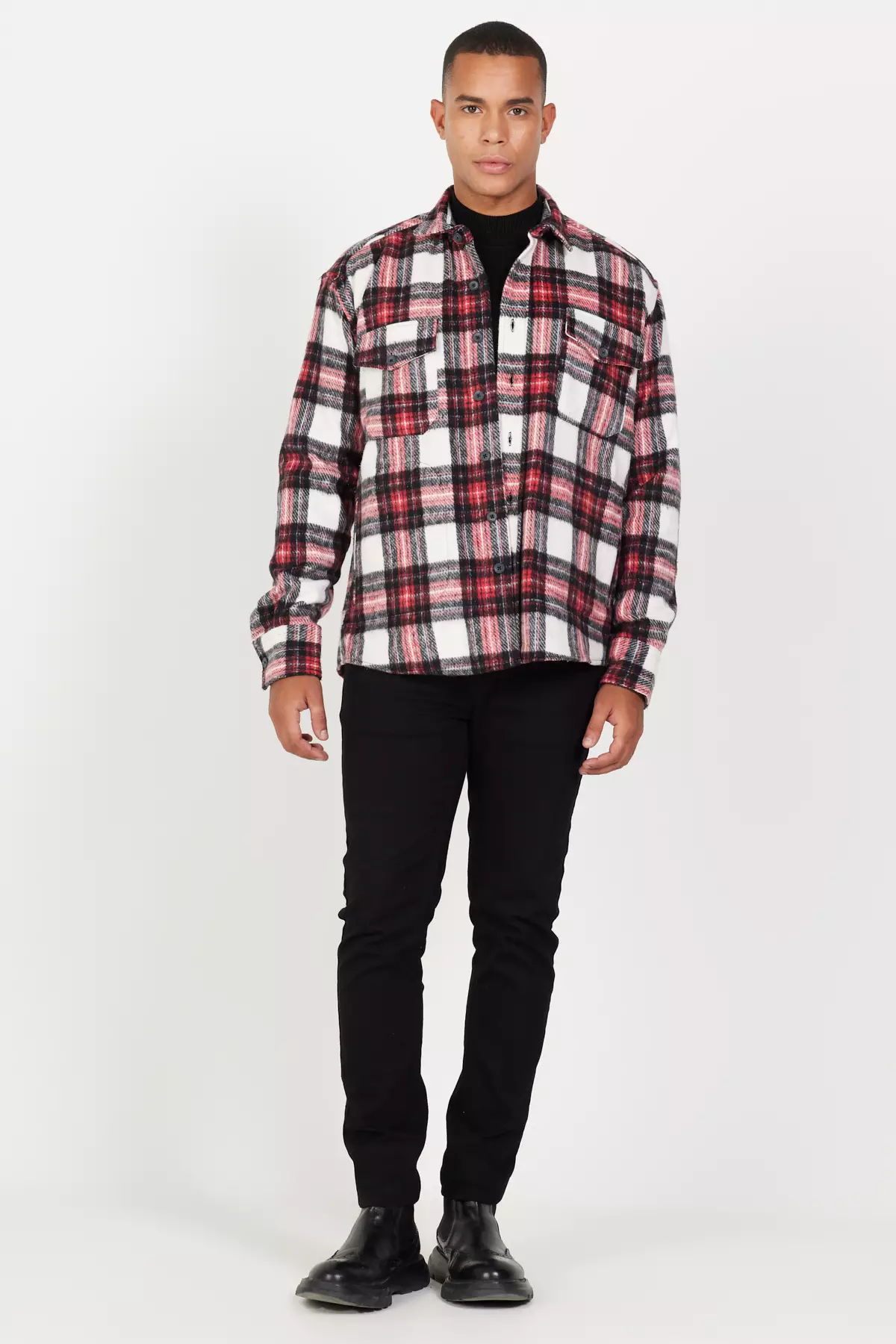 Plaid Patterned Lumberjack Shirt Jacket
