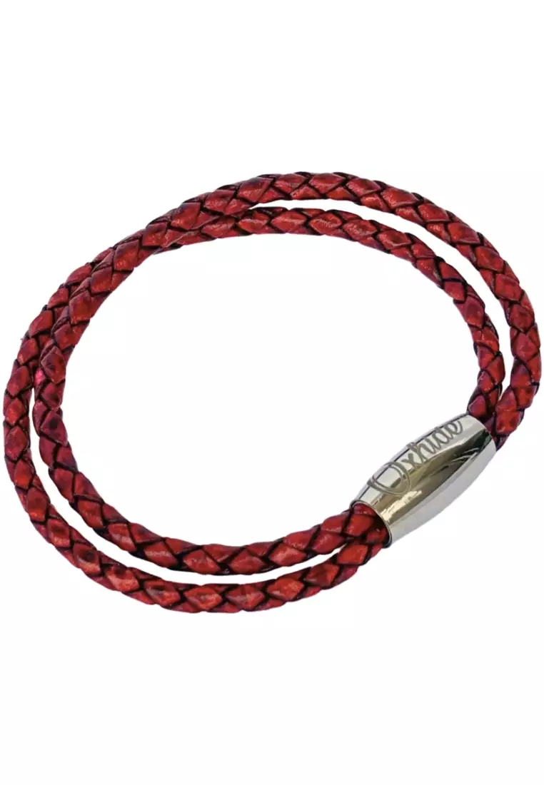 Oxhide Leather 2 layer Braided Bracelet Brown - Oxhide 4 mm width