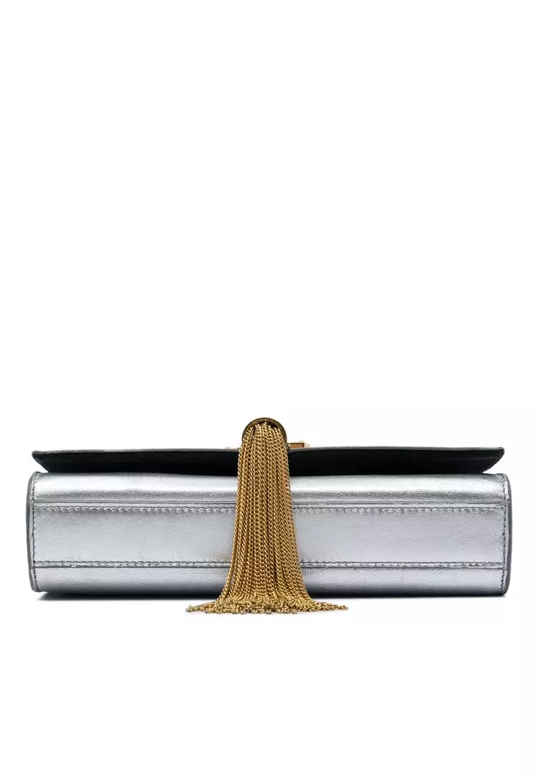 Pre-Loved Saint Laurent Small Metallic Calfskin Monogram Kate Tassel Crossbody