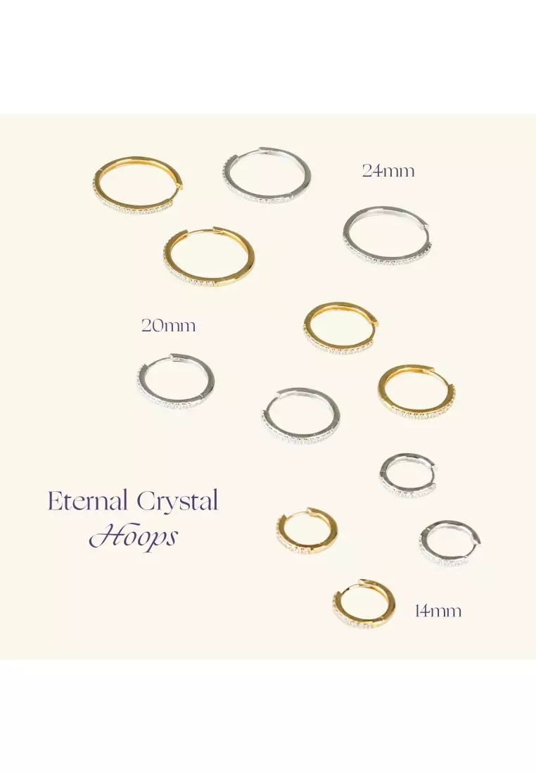  Sterling Silver Eternal Crystal Hoops-20mm