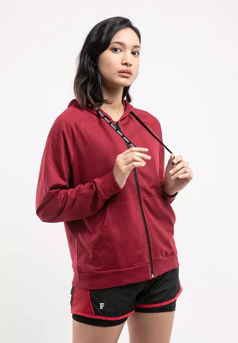 Forest Ladies Stretchable Sweatshirt Cotton Terry Hoodie Women Jacket | Jaket Perempuan - 830108-56Maroon