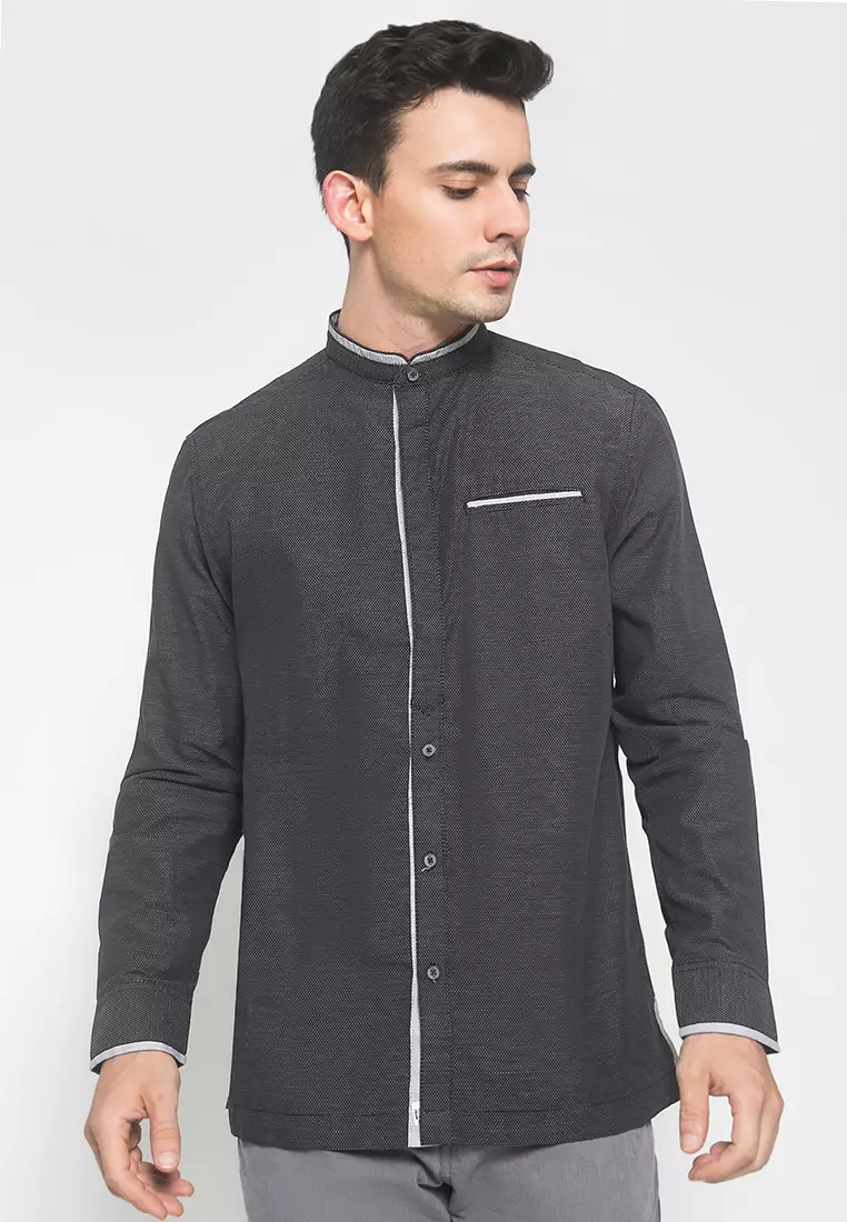 LGS - Baju Koko Pria - Lengan Panjang - Hitam - CSH.286.S950K.275.C-L/S