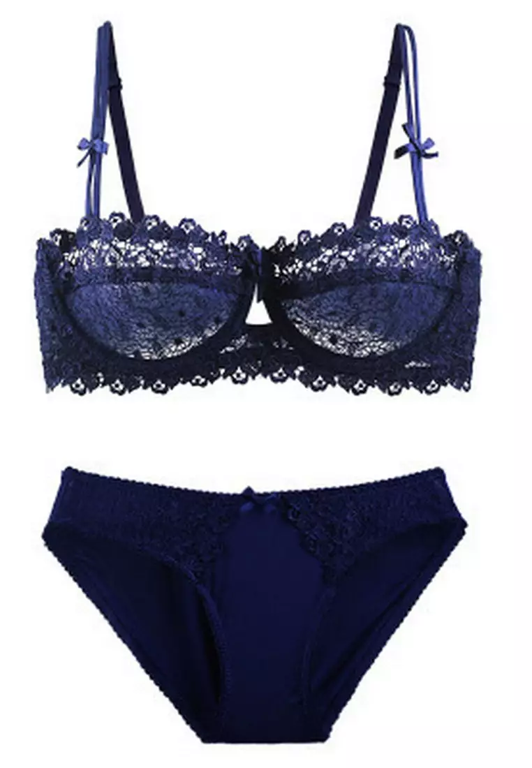 LYCKA LMZ2417 Lady Sexy Bra and Panty Lingerie Set-Blue 2025 Buy