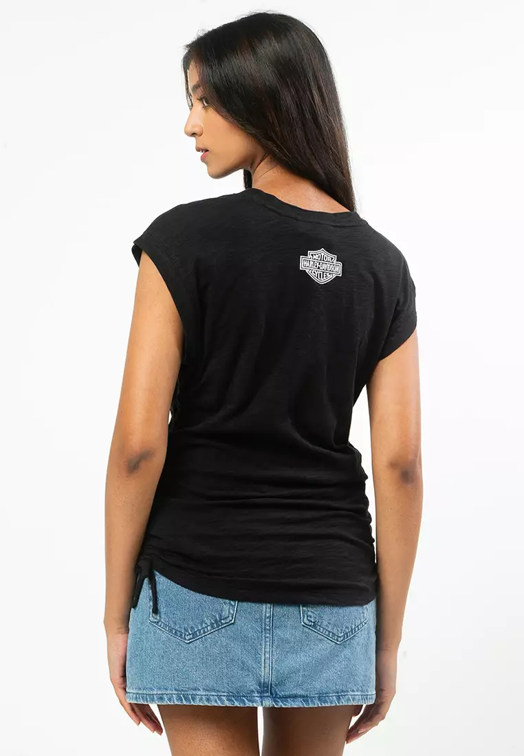 T-Shirt Donna Harley-Davidson Essential B&amp;S 96228-23VW &ndash; Nero &ndash; Maniche Corte