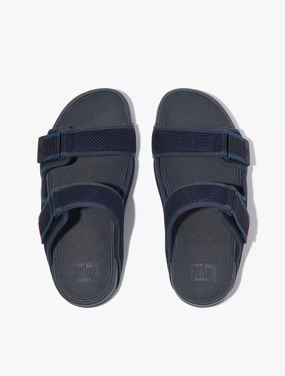Fitflop Gogh Moc Mens Adj. Water-Resistant Mesh Slides - Midnight Navy/Ocean Blue