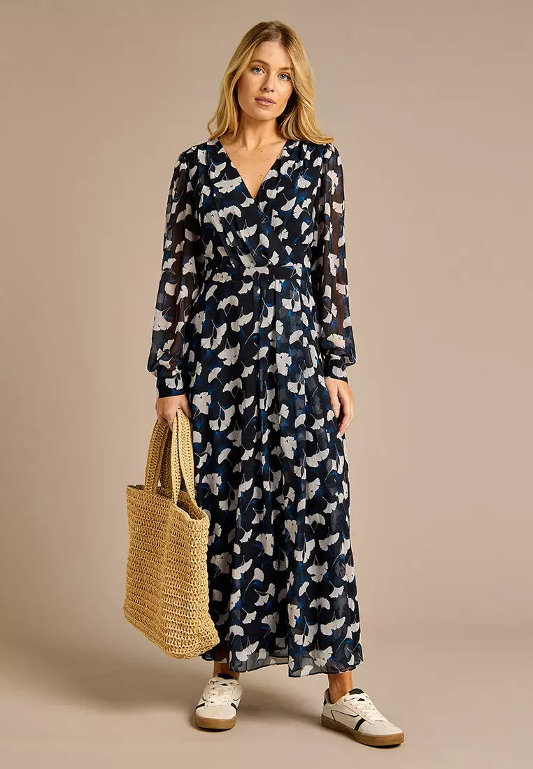 Donna Navy Printed Maxi Dress