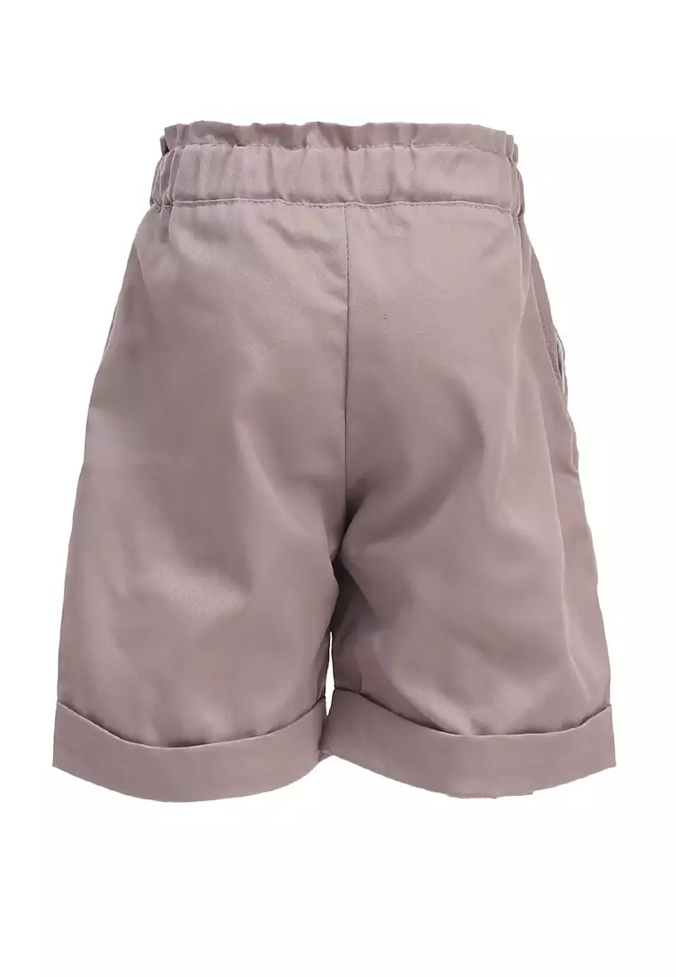 Milly Celana Pendek Anak Perempuan Motif Polos Kids Hotpants Variasi Tali Material Cotton ORIGINAL - Gray