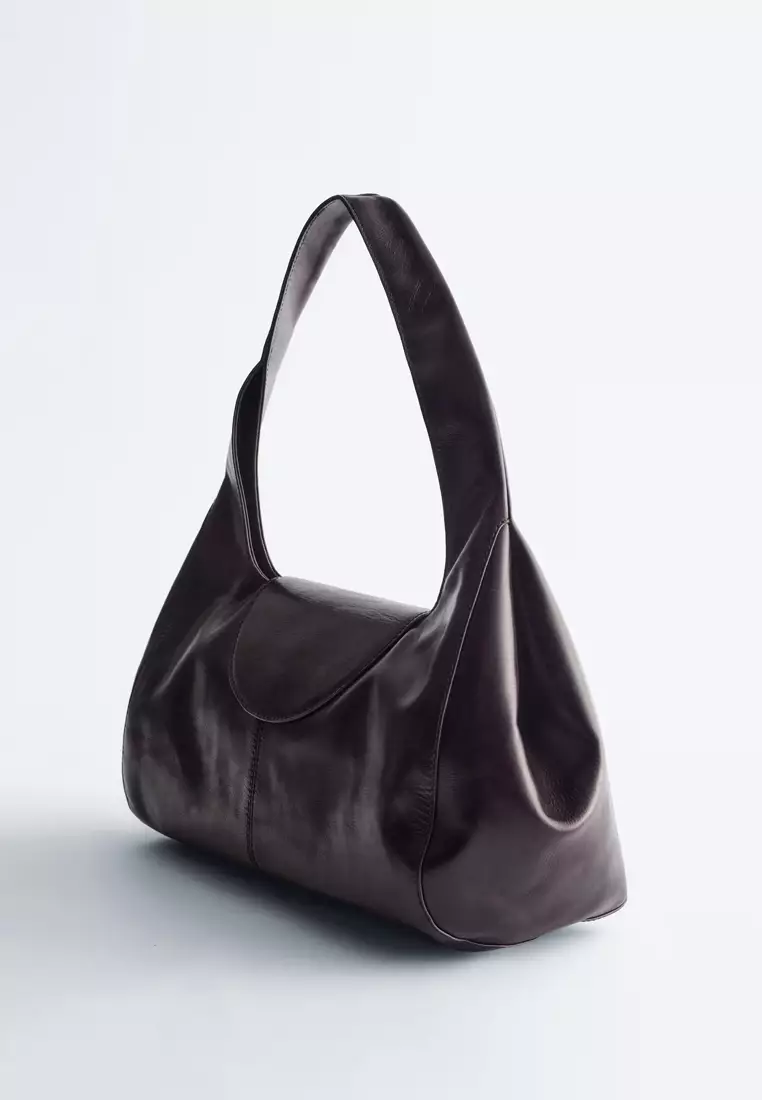 Curved Suede Shoulder Bag