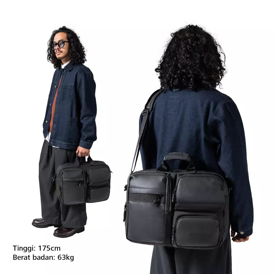 Weston Ravle Laptop Shoulder Bag 15-Inch Tas Selempang Kerja Kuliah Sekolah Classic - Hitam