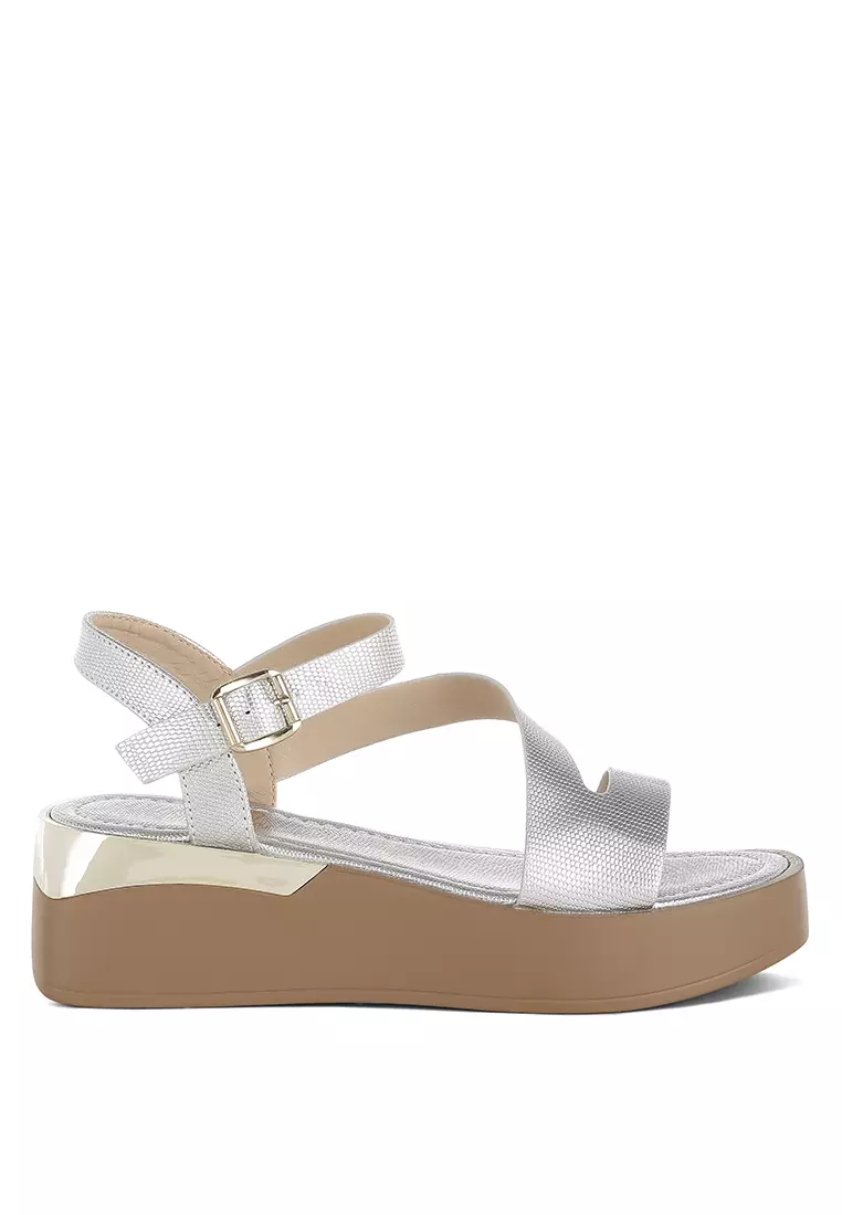 Chunky Flatform Sandals In Silver