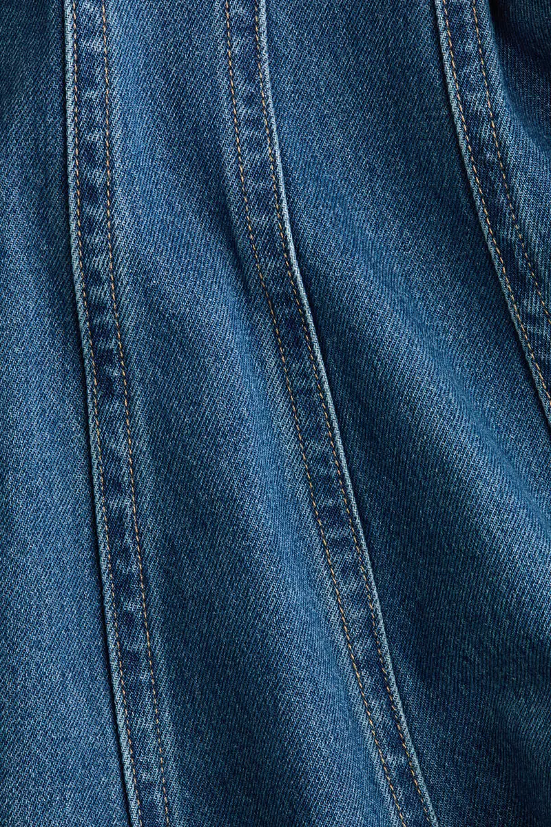 Flared-skirt denim dress
