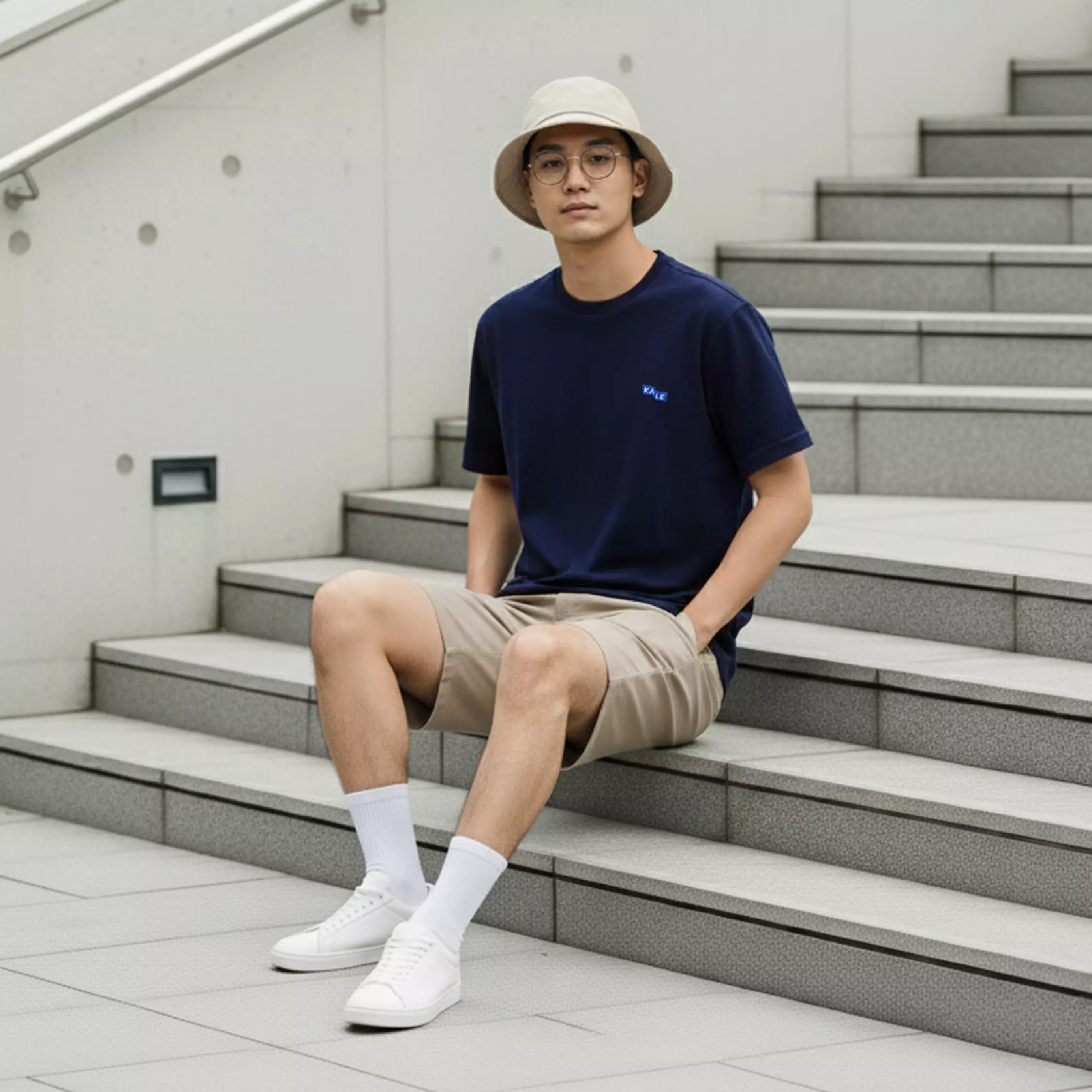 Kale PLUTO NAVY T-shirt Cotton Cloudy Boxy Fit - Kaos Korea - Atasan Kaos Pria - Kaos Basic Pria