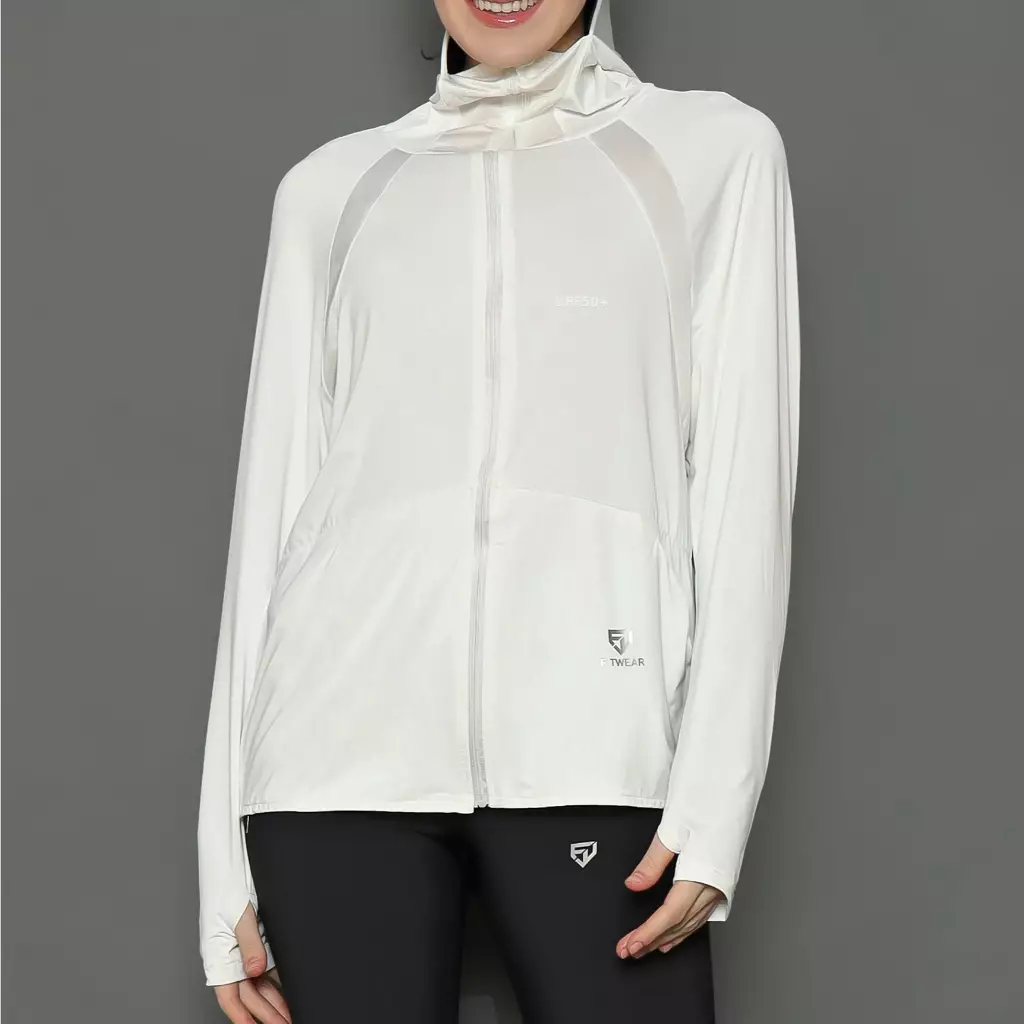 Fitwear - Jaket Olahraga Wanita DRYFIT OVERSIZE ELIZABETH UV FRONT POCKET - WHITE