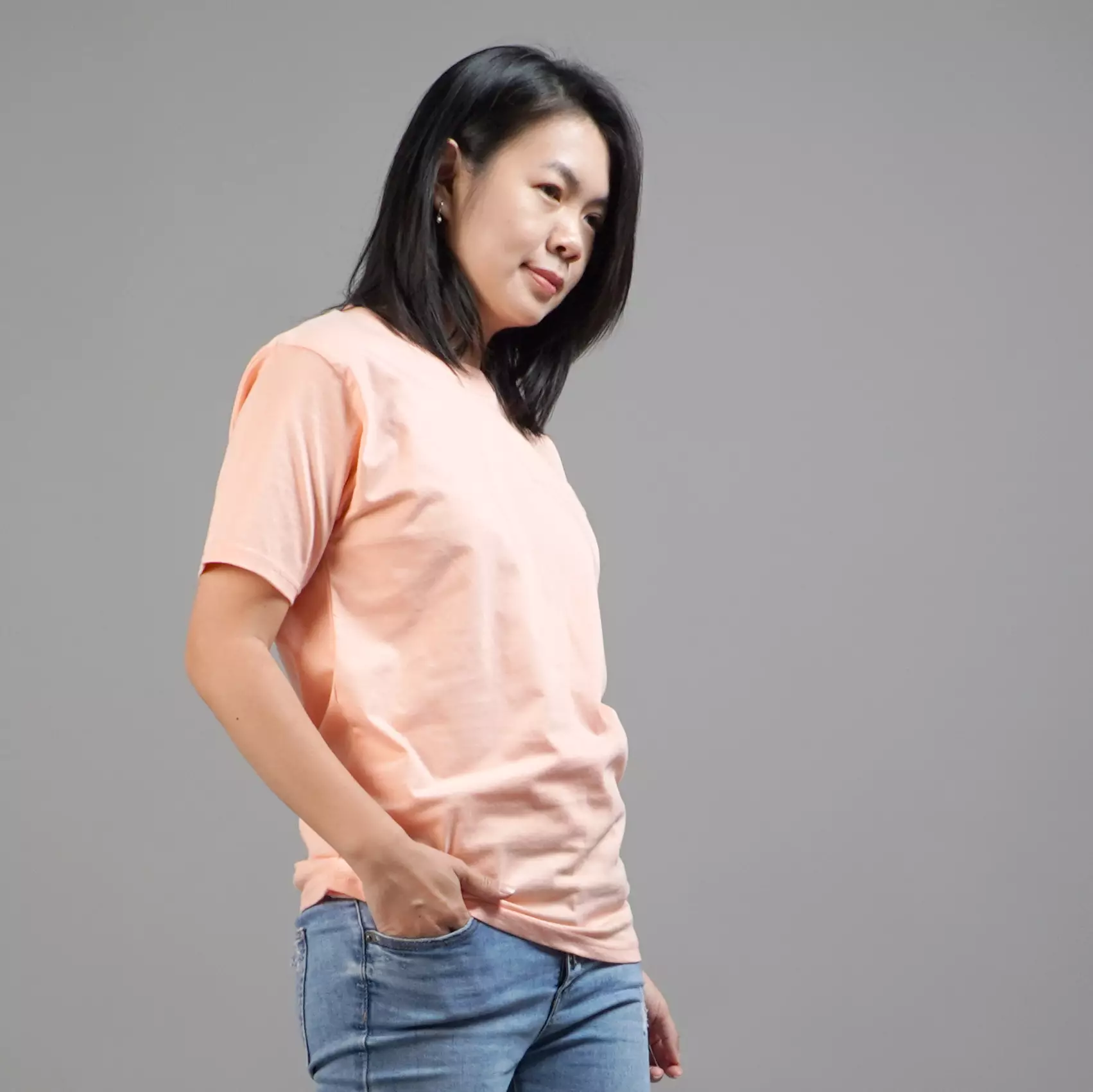 UNILO Size S-BIG Kaos Polos Wanita Basic TShirt Cotton - Peach