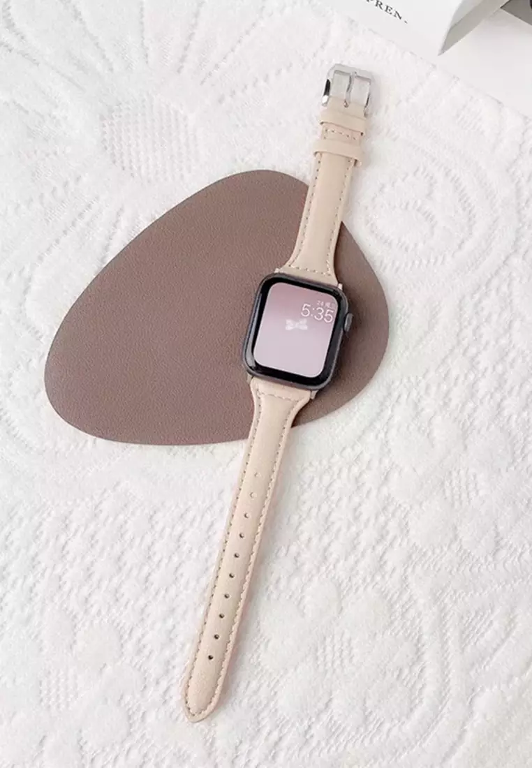Tali Jam Kulit Apple Watch Strap Jam Tangan Genuine Leather Strap Wanita 38/40/41mm Apricot