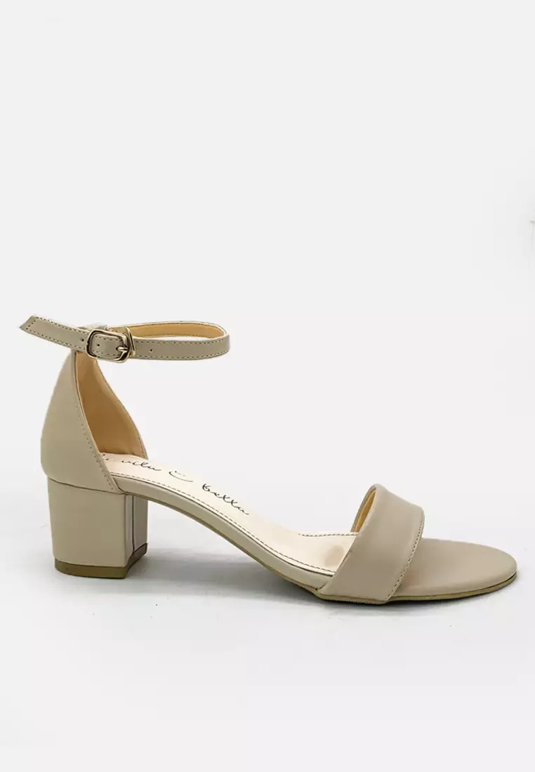 Chloe Ankle Strap Sandal Block Heels Vegan Leather