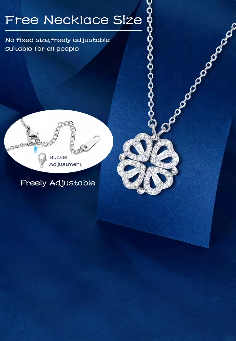 Kalung Wanita Berlian Korea Fashion Dual Wearing Method Kalung Cewek Original Titanium silver