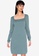 ZALORA BASICS blue Square Neck Mini Dress 8EE3FAA59B6825GS_1