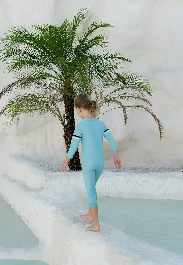 Bleu Marine Long Diving Swimwear, Baju Renang Anak - Canal Blue