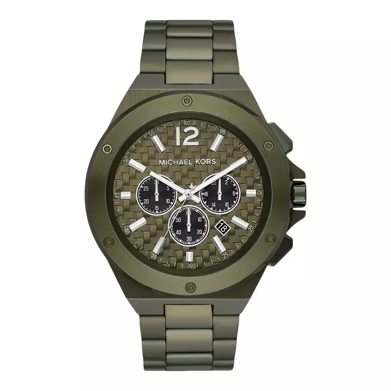 [LAST CHANCE DEALS] Jam Tangan Pria Michael Kors Lennox MK9103 Men Chronograph Olive Dial Olive Stainless Steel Strap